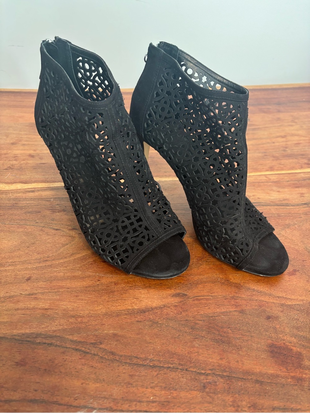 WHBM black peep toe ankle boots — Size 10